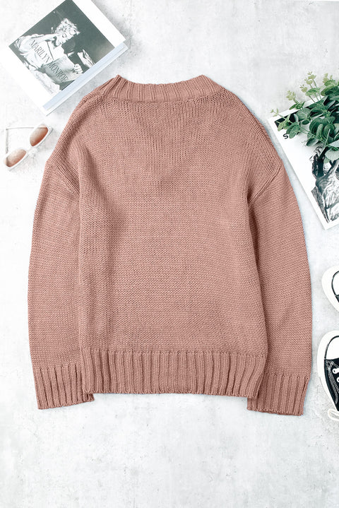 V-Neck Dropped Shoulder Sweater Trendsi