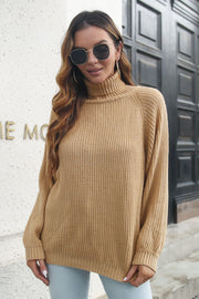 Turtleneck Rib-Knit Sweater Trendsi