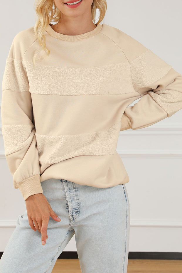 Round Neck Raglan Sleeve Sweatshirt Trendsi