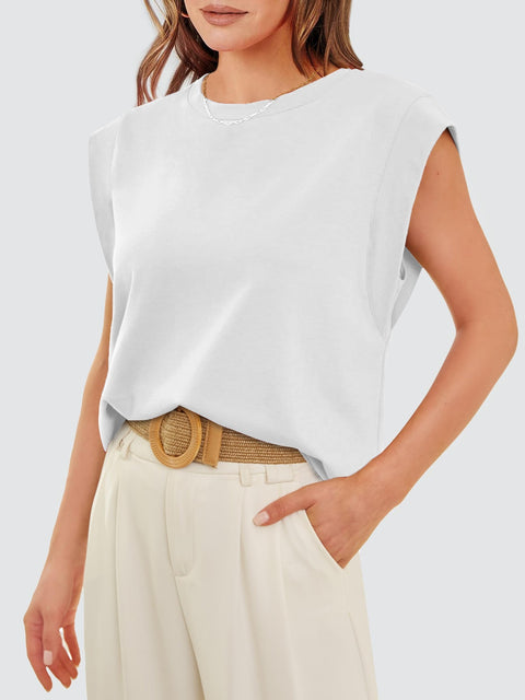 Round Neck Cap Sleeve Tank