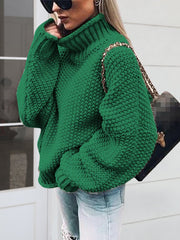 Turtleneck Long Sleeve Sweater Trendsi