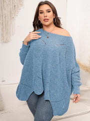 Plus Size Round Neck Batwing Sleeve Sweater Trendsi