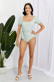 Marina West Swim Salty Air Puff Sleeve One-Piece in Sage Trendsi