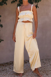 Ruffled Sleeveless Top and Wide Leg Pants Set Trendsi