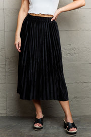 Ninexis Accordion Pleated Flowy Midi Skirt Trendsi