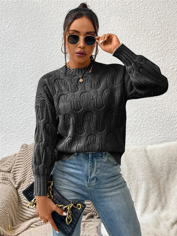 Round Neck Long Sleeve Sweater Trendsi