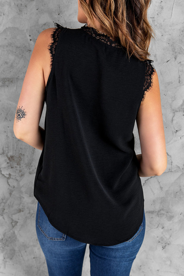 Eyelash Lace V-Neck Tank Top Trendsi