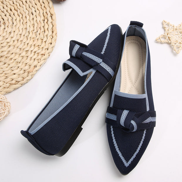 Bow Contrast Trim Point Toe Loafers Trendsi