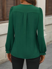 Notched Flounce Sleeve Blouse Trendsi