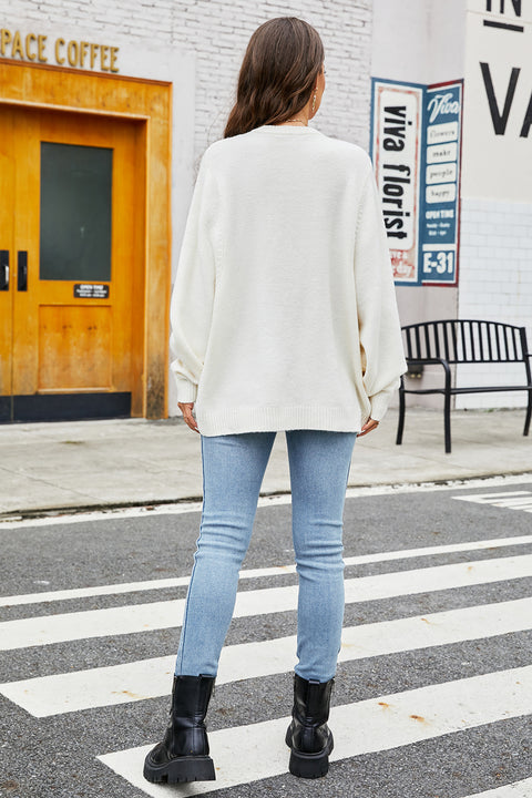 Round Neck  Long Sleeve Sweater Trendsi