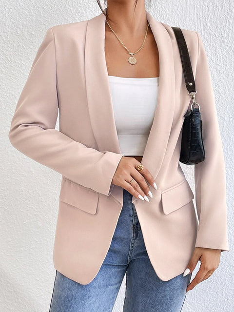 Shawl Collar Long Sleeve Blazer Trendsi