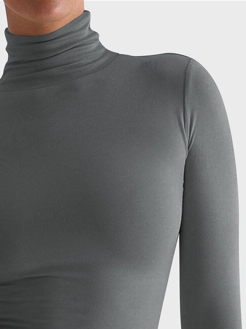 Turtleneck Long Sleeve T-Shirt Trendsi