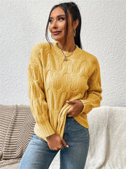 Round Neck Long Sleeve Sweater Trendsi