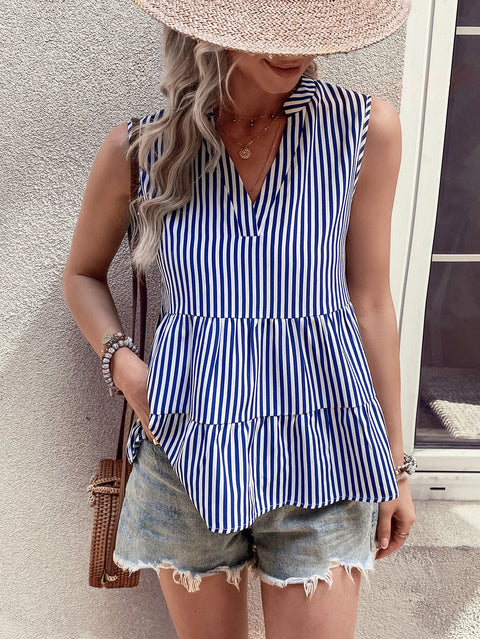 Tiered V-Neck Sleeveless Tank Trendsi