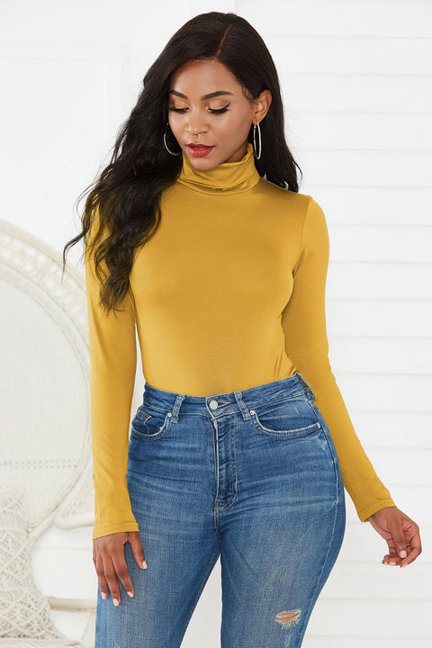 Turtleneck Long Sleeve Bodysuit Trendsi