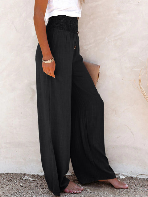 Full Size Decorative Button High Waist Pants Trendsi