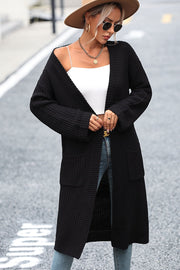 Dropped Shoulder Long Sleeve Cardigan with Pocket Trendsi