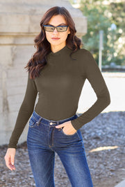 Basic Bae Full Size Mock Neck Long Sleeve Bodysuit Trendsi