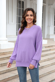 Round Neck Long Sleeve Sweater Trendsi