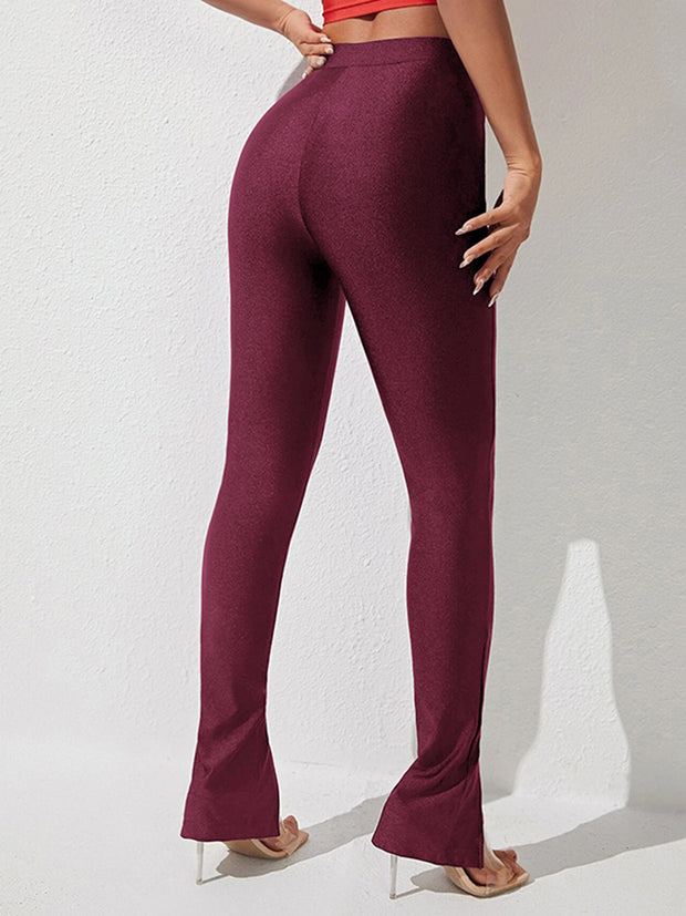 High Waist Slit Skinny Pants Trendsi