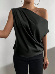 Ruched Single Shoulder Blouse Trendsi