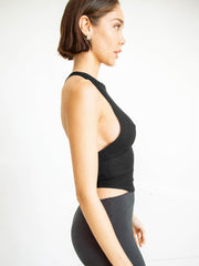 Halter Neck Ribbed Cropped Top Trendsi