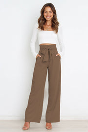 Tie Front Paperbag Wide Leg Pants