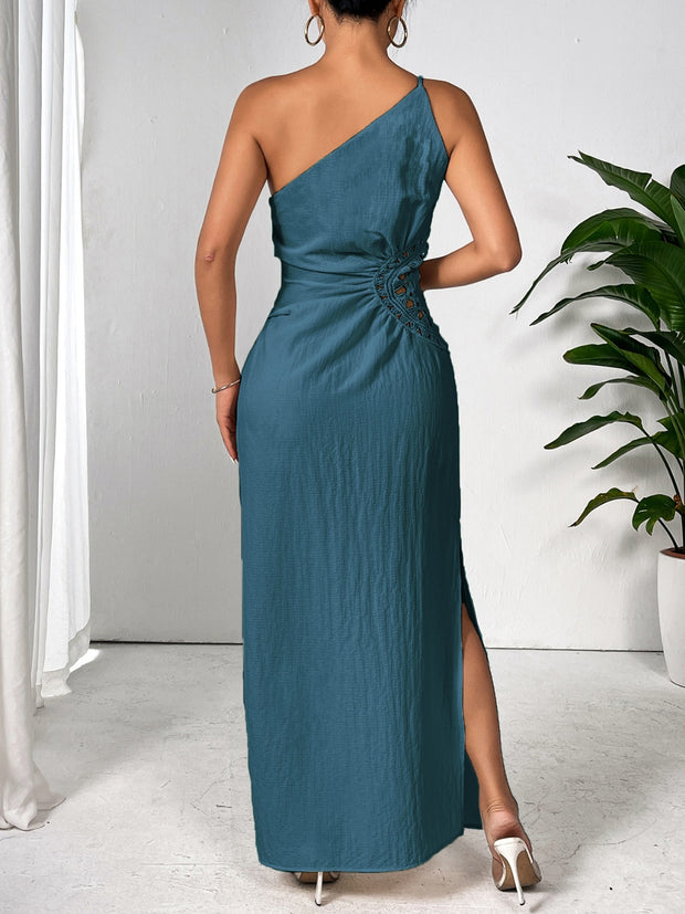 Slit One Shoulder Sleeveless Maxi Dress Trendsi