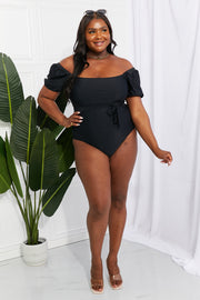 Marina West Swim Salty Air Puff Sleeve One-Piece in Black Trendsi