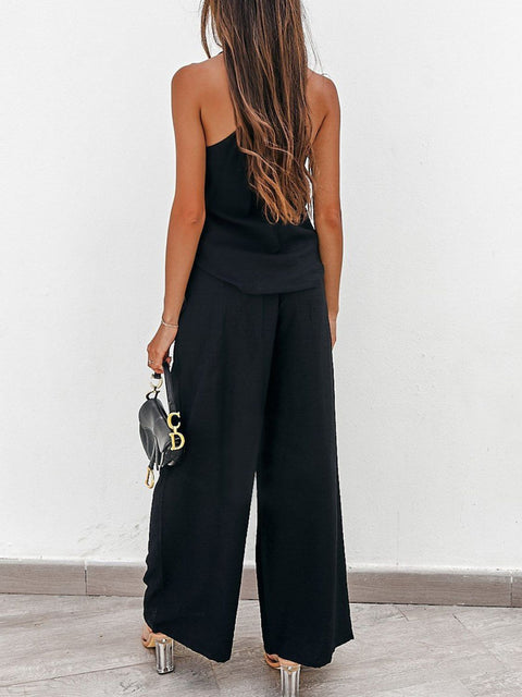 Spaghetti Strap Cami and Wide Leg Pants Set Trendsi