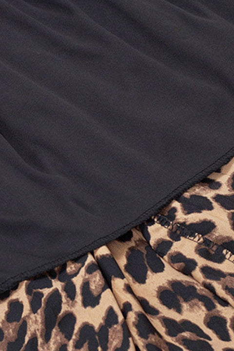 Plus Size Leopard Elastic Waist Midi Skirt Trendsi