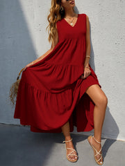 Tiered V-Neck Sleeve Dress Trendsi