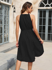 Tied Round Neck Sleeveless Dress