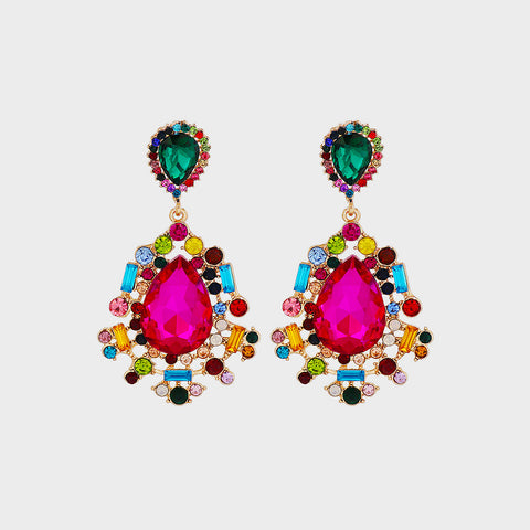 Teardrop Shape Rhinestone Alloy Dangle Earrings Trendsi