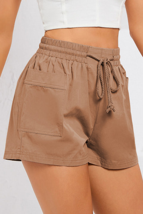 Drawstring Smocked Waist Pocketed Shorts Trendsi