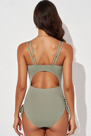 Tied Cutout Plunge One-Piece Swimsuit Trendsi