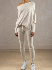 Full Size Boat Neck Batwing Sleeve Knit Top Trendsi