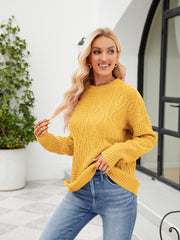 Round Neck Dropped Shoulder Sweater Trendsi