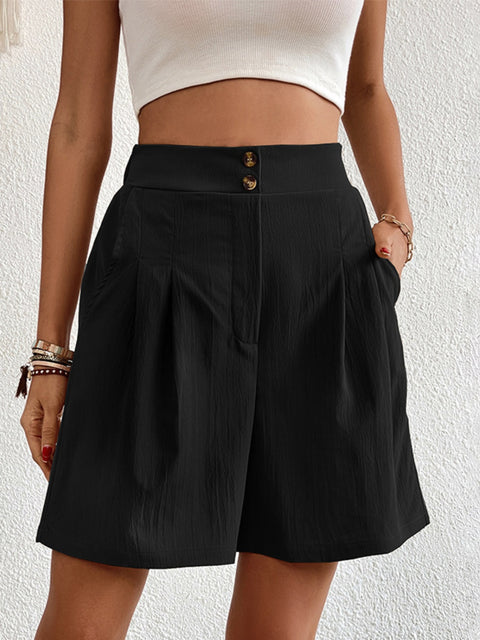 High Waist Shorts with Pockets Trendsi