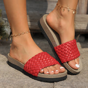 PU Leather Woven Platform Sandals Trendsi