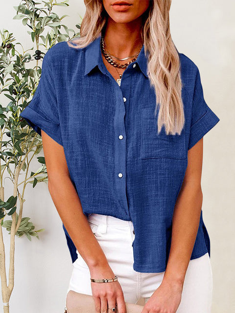 Button Up Short Sleeve Shirt Trendsi