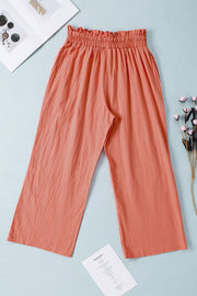 Drawstring Paperbag Waist Wide Leg Pants Trendsi