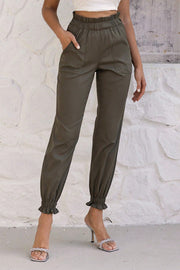 Paperbag Waist Pants with Pockets Trendsi