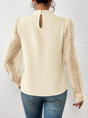 Mock Neck Flounce Sleeve Blouse Trendsi