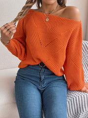 Openwork Long Sleeve Sweater Trendsi