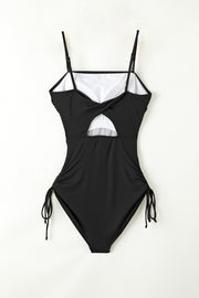 Drawstring Spaghetti Strap One-Piece Swimwear