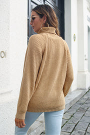 Turtleneck Rib-Knit Sweater Trendsi