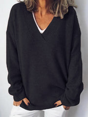 V-Neck Dropped Shoulder Sweater