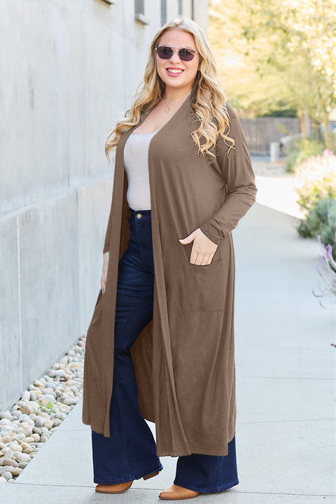 Basic Bae Full Size Open Front Long Sleeve Sweater Cover Up