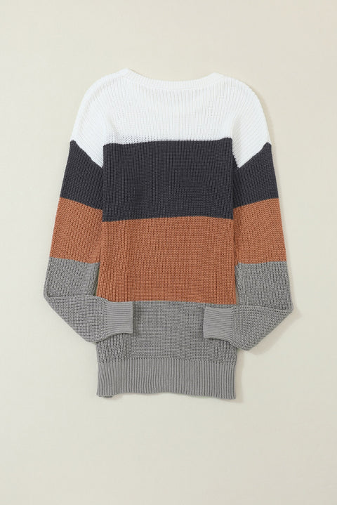 Color Block Round Neck Sweater